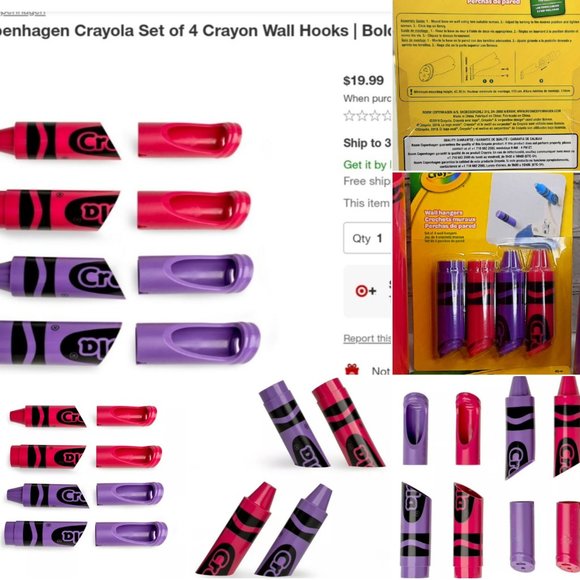 'CRAYOLA' CRAYON SHAPE STORAGE BINS & HANGING PEGS 12 PIECE SET - Picture 13 of 16